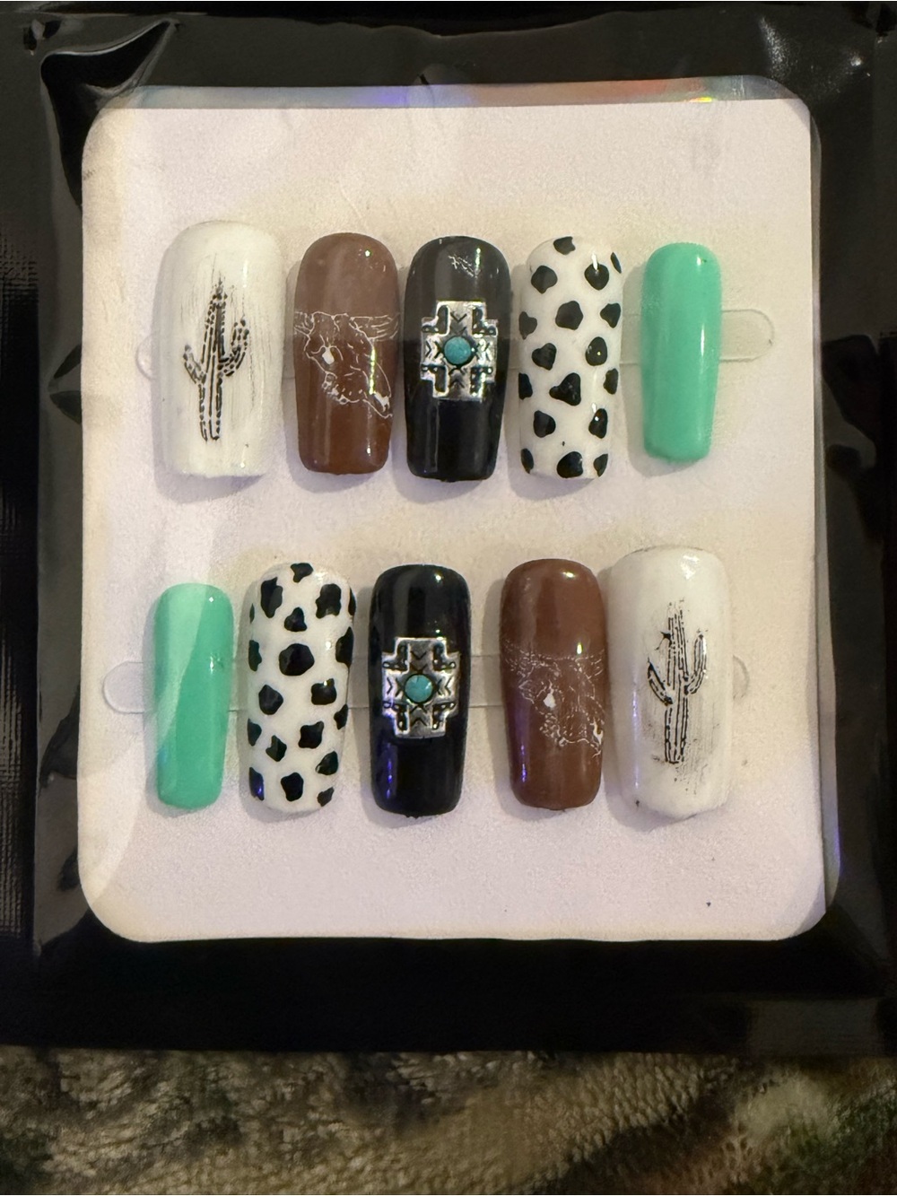 Hand-Painted Multi-Color Desert Chic Press-On Nail Set